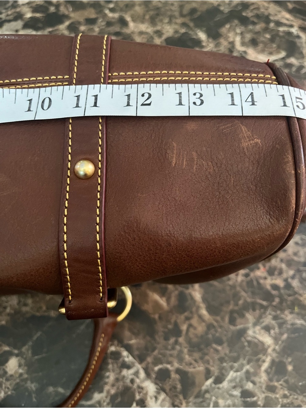 Dooney & Bourke large Chestnut Brown Leather Florentine satchel bag EUC - Picture 5 of 15